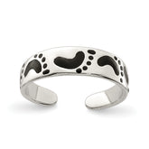 Sterling Silver Black Enameled Feet Toe Ring